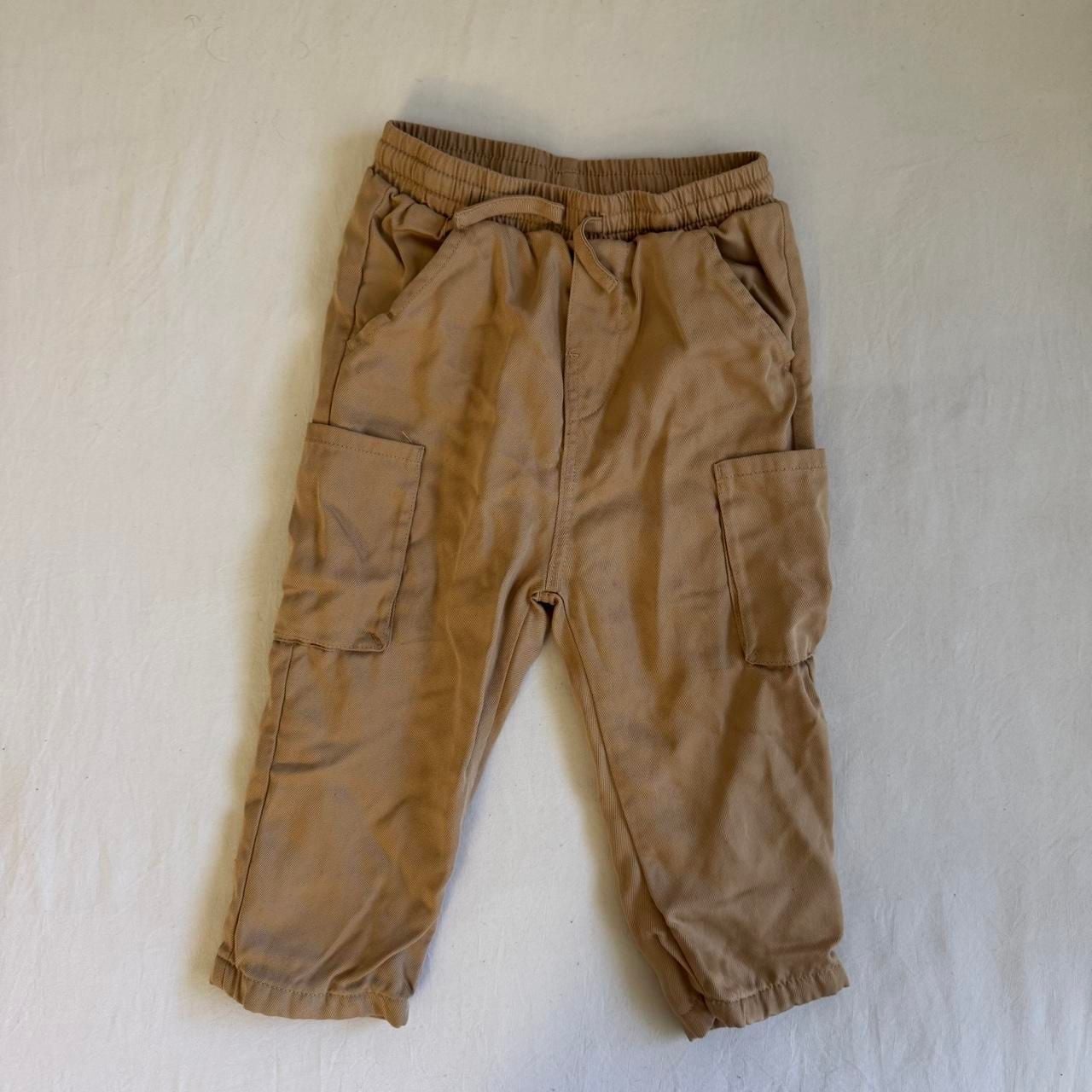 H&M Cargo Pants Size 2T Tan Cotton Lyocell Elastic Waist 2