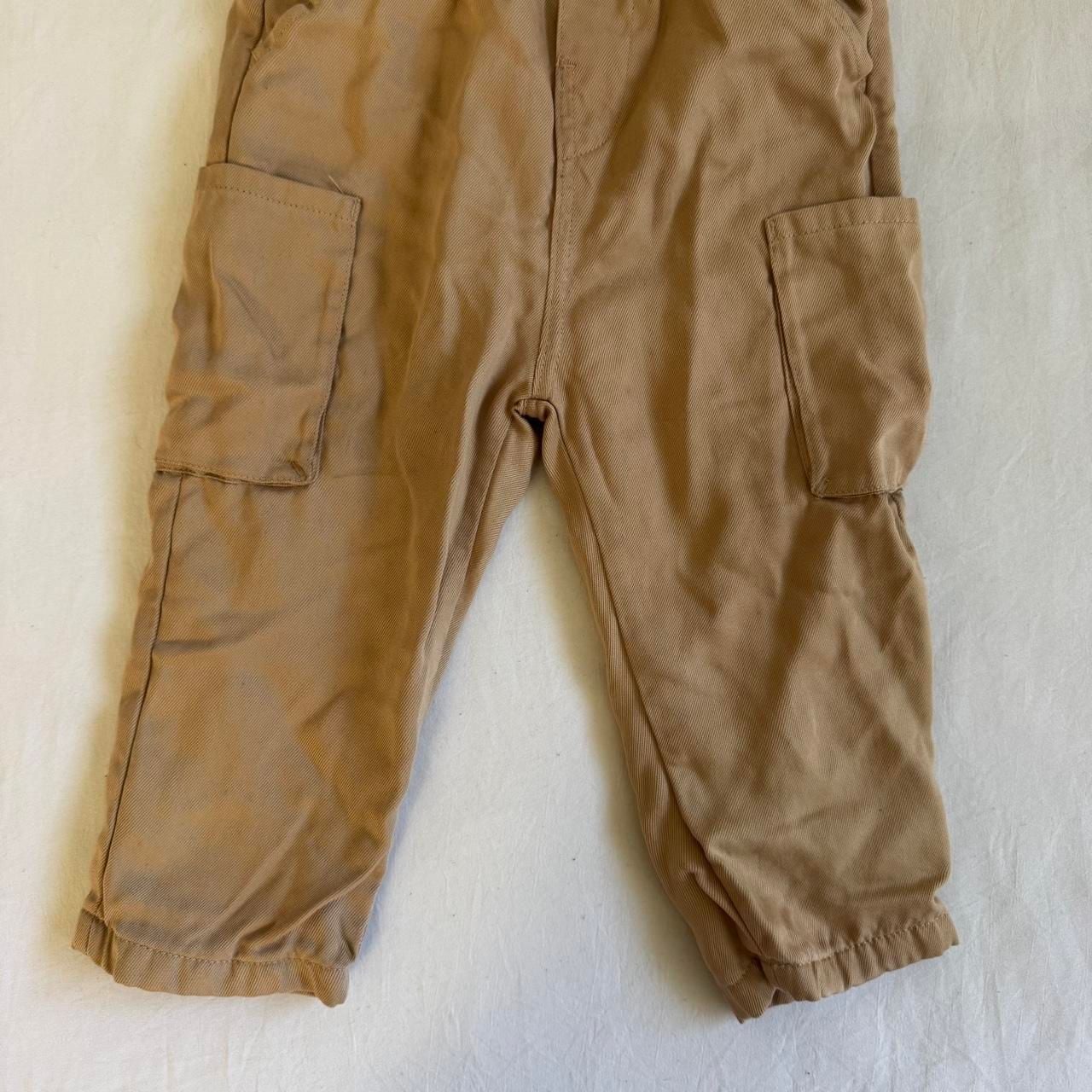 H&M Cargo Pants Size 2T Tan Cotton Lyocell Elastic Waist 4