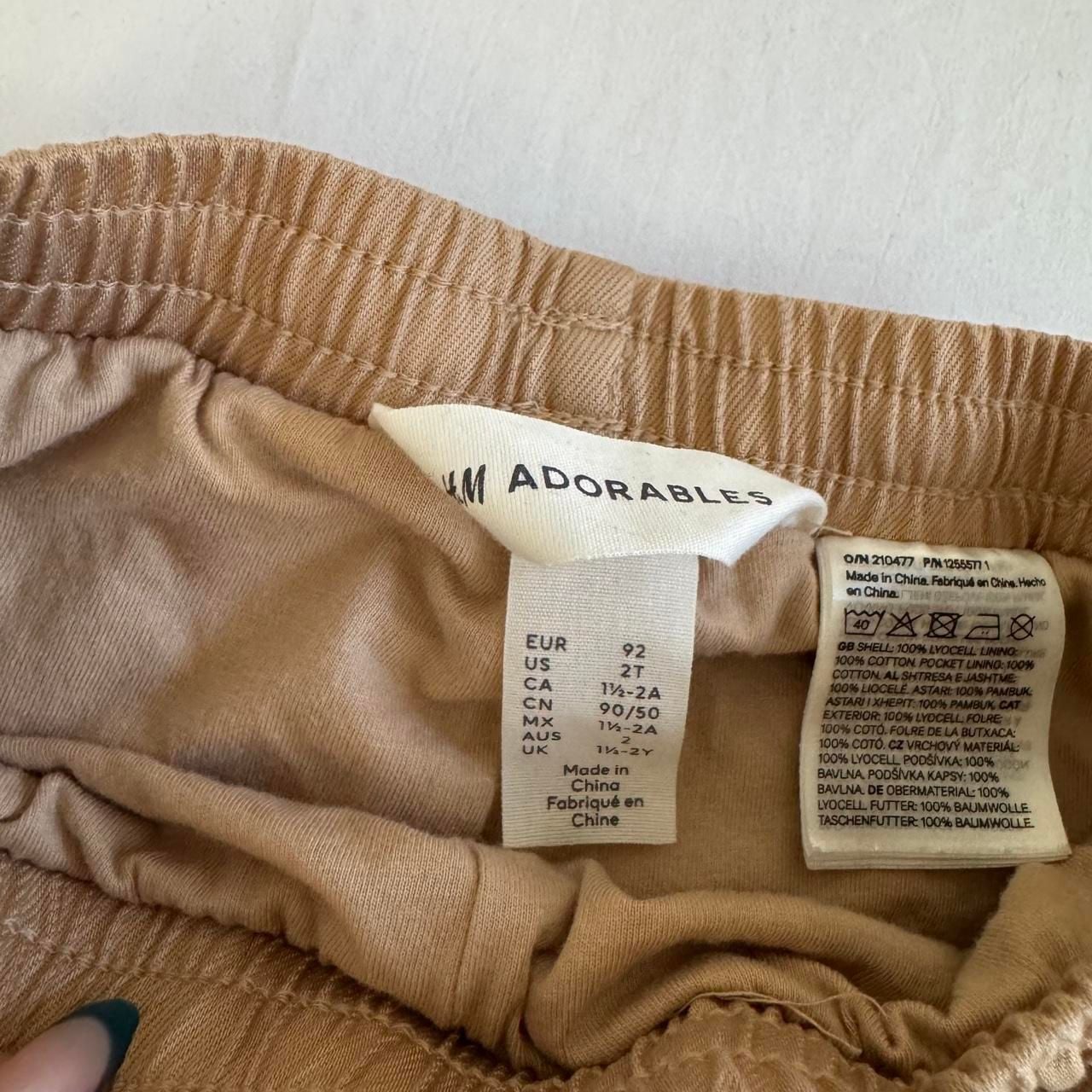 H&M Cargo Pants Size 2T Tan Cotton Lyocell Elastic Waist 8