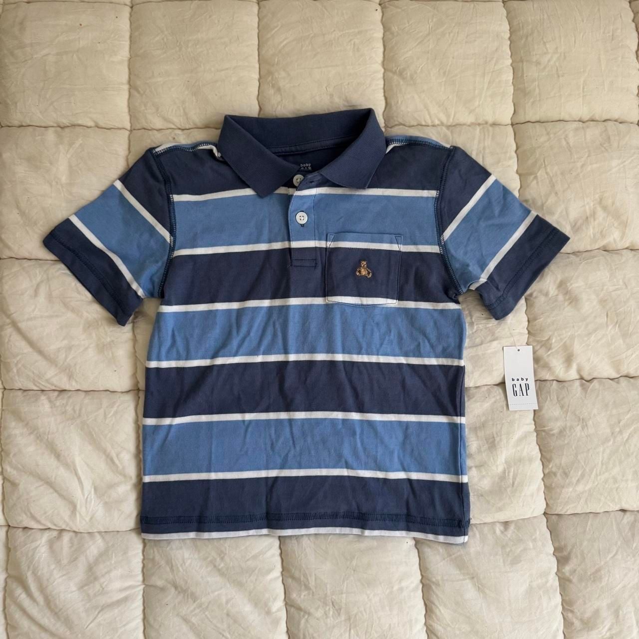Baby Gap Striped Polo Shirt Size 4T Blue White 3