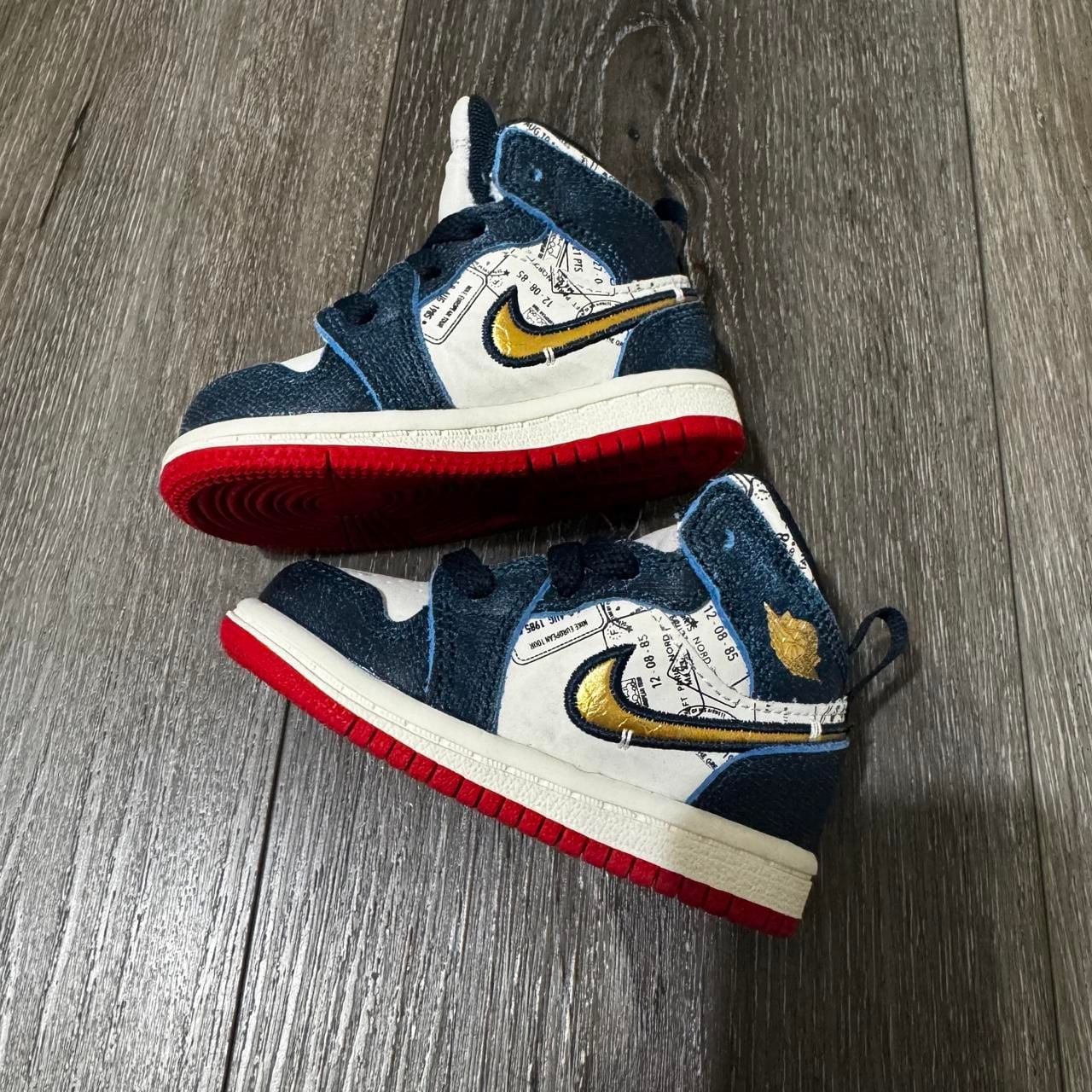 Jordan 1 Mid SE TD Size 4C Navy White Red Gold Sneakers 3