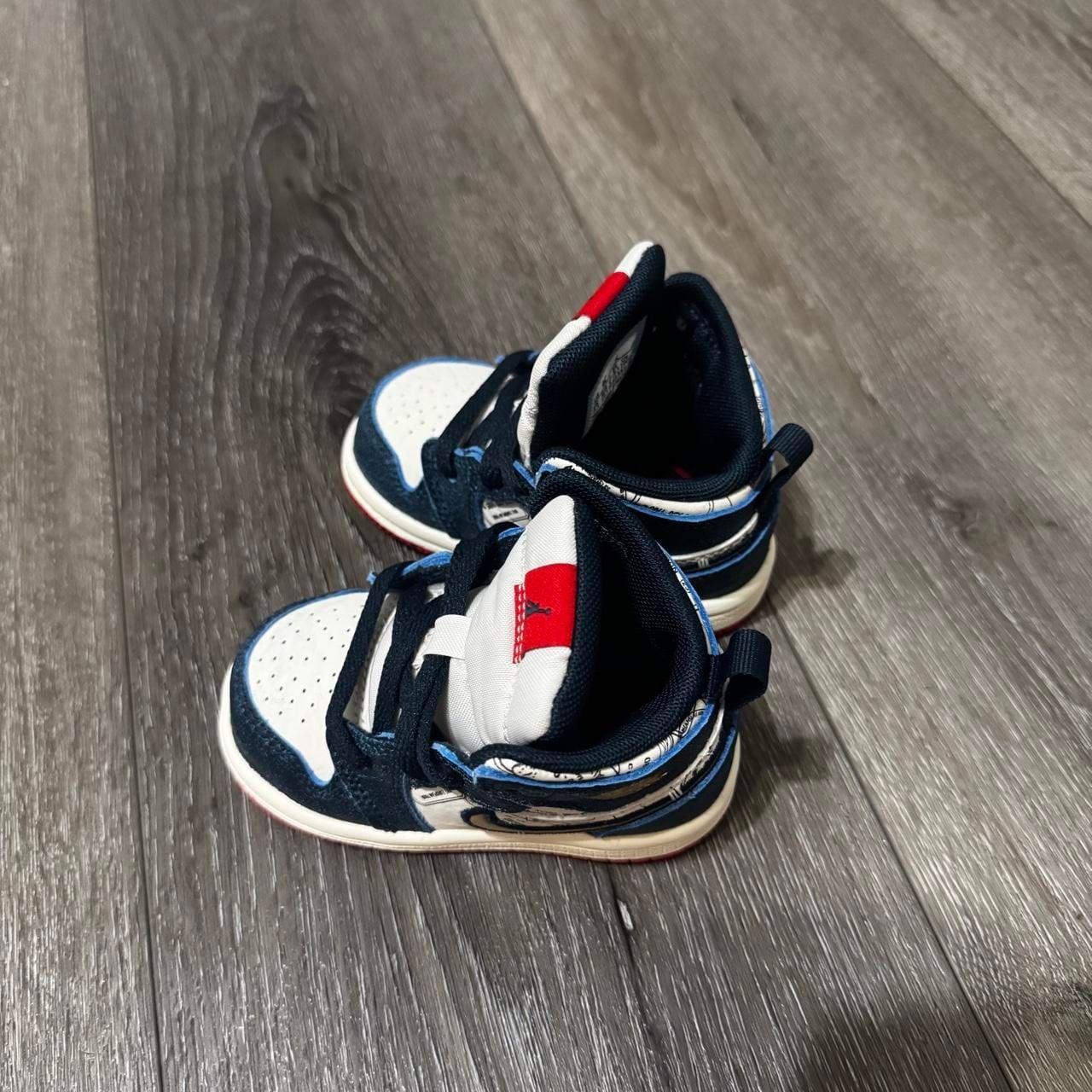Jordan 1 Mid SE TD Size 4C Navy White Red Gold Sneakers 4