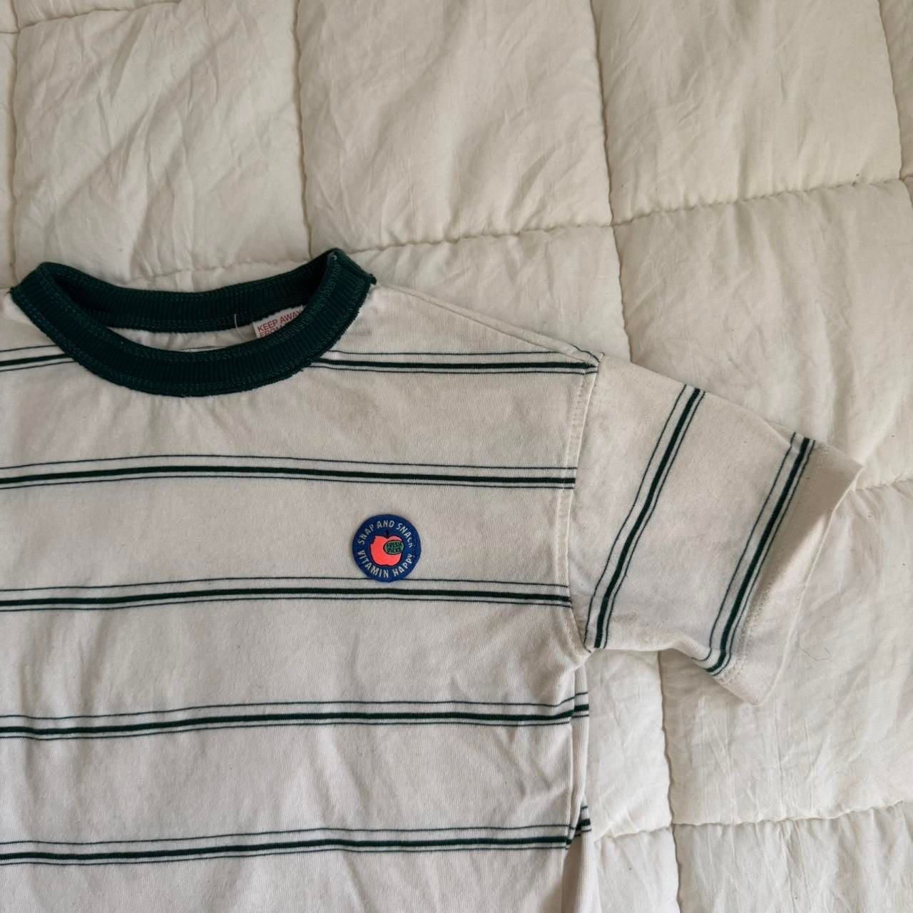 Zara Striped Baby Tee 2 Years 92 cm White Green Ringer Shirt 2