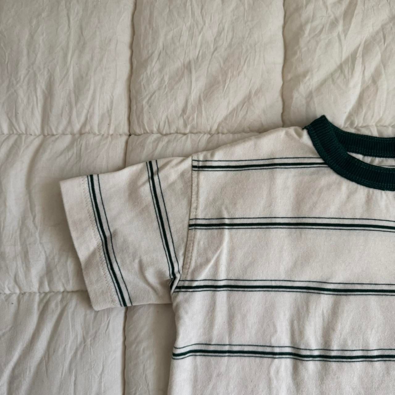 Zara Striped Baby Tee 2 Years 92 cm White Green Ringer Shirt 4