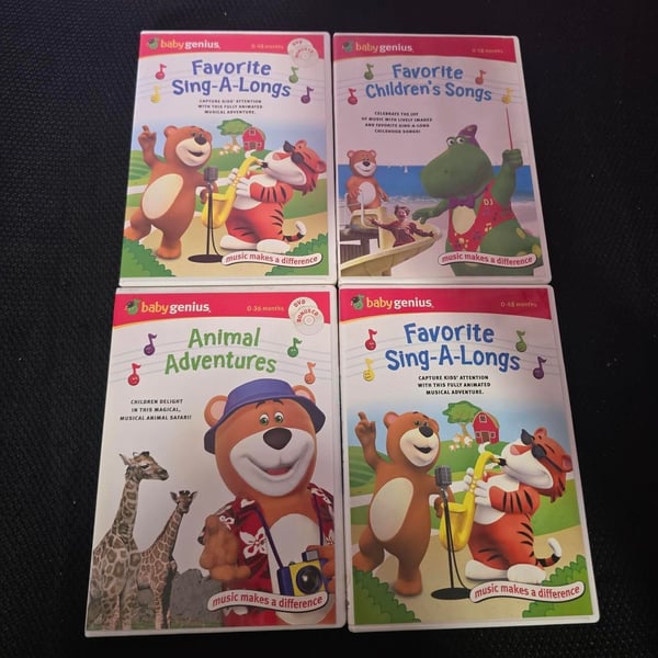 Baby Genius DVD Bundle Set of 4 Sing-A-Songs and Animal Adventures