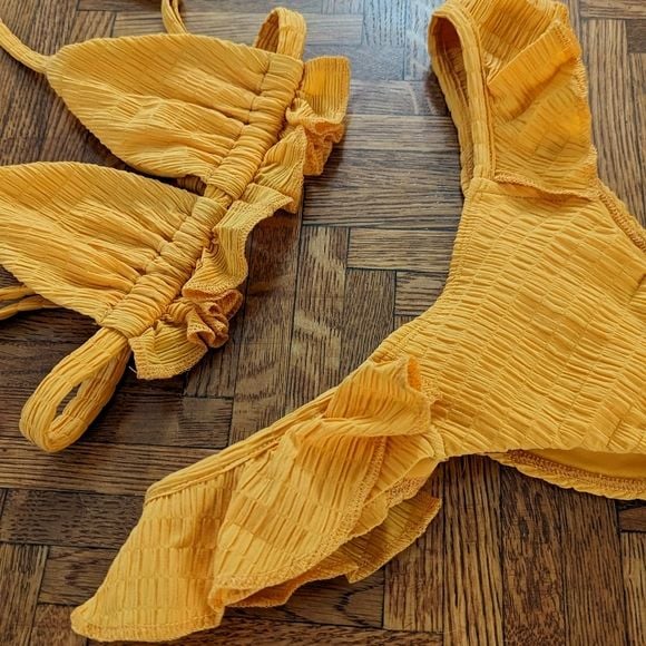 Montce Ruffle Triangle Bikini in Yellow 9