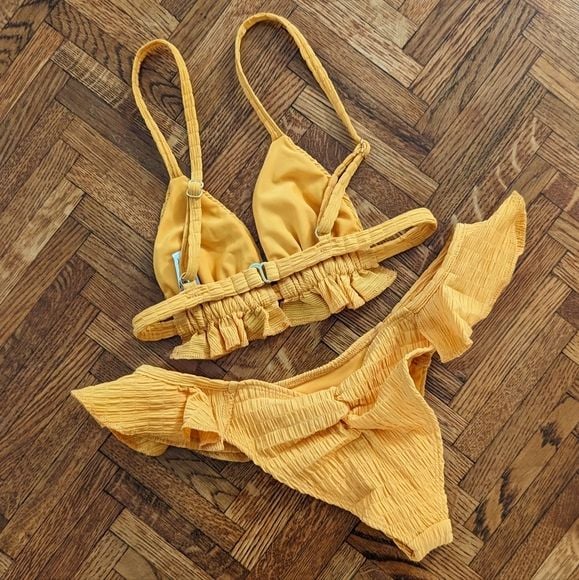 Montce Ruffle Triangle Bikini in Yellow 10