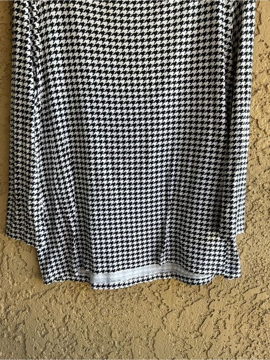 Wearever Collection Black White Houndstooth Long Sleeve Top Size Small 6