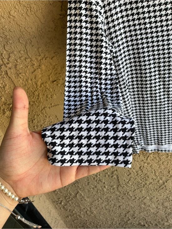 Wearever Collection Black White Houndstooth Long Sleeve Top Size Small 8