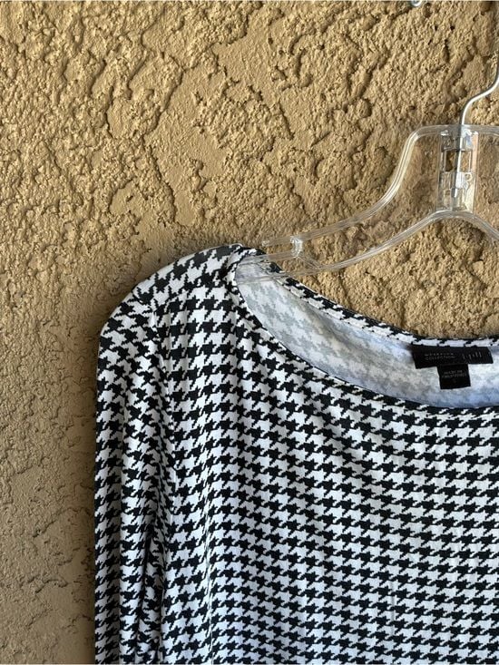 Wearever Collection Black White Houndstooth Long Sleeve Top Size Small 9