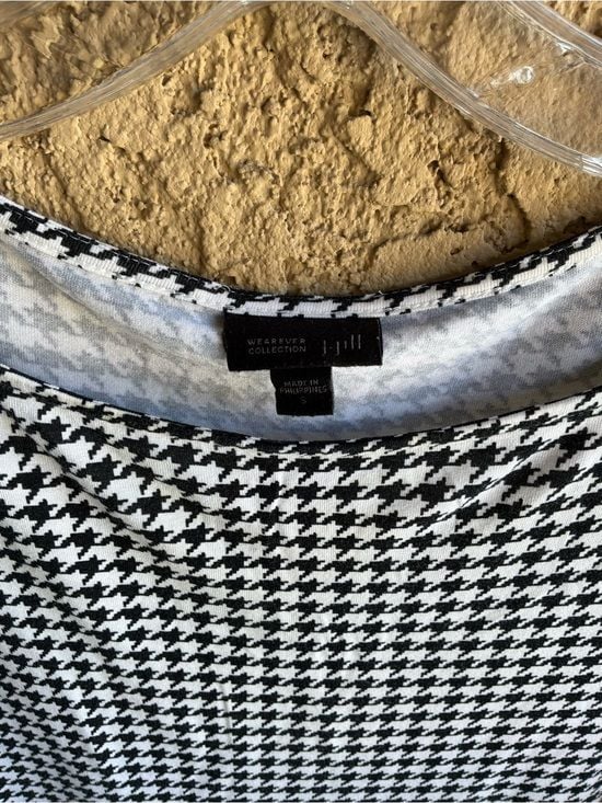 Wearever Collection Black White Houndstooth Long Sleeve Top Size Small 10