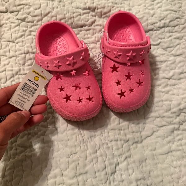 Girls Pink Glitter Croc-Inspired Clogs Size 7/8-NWT