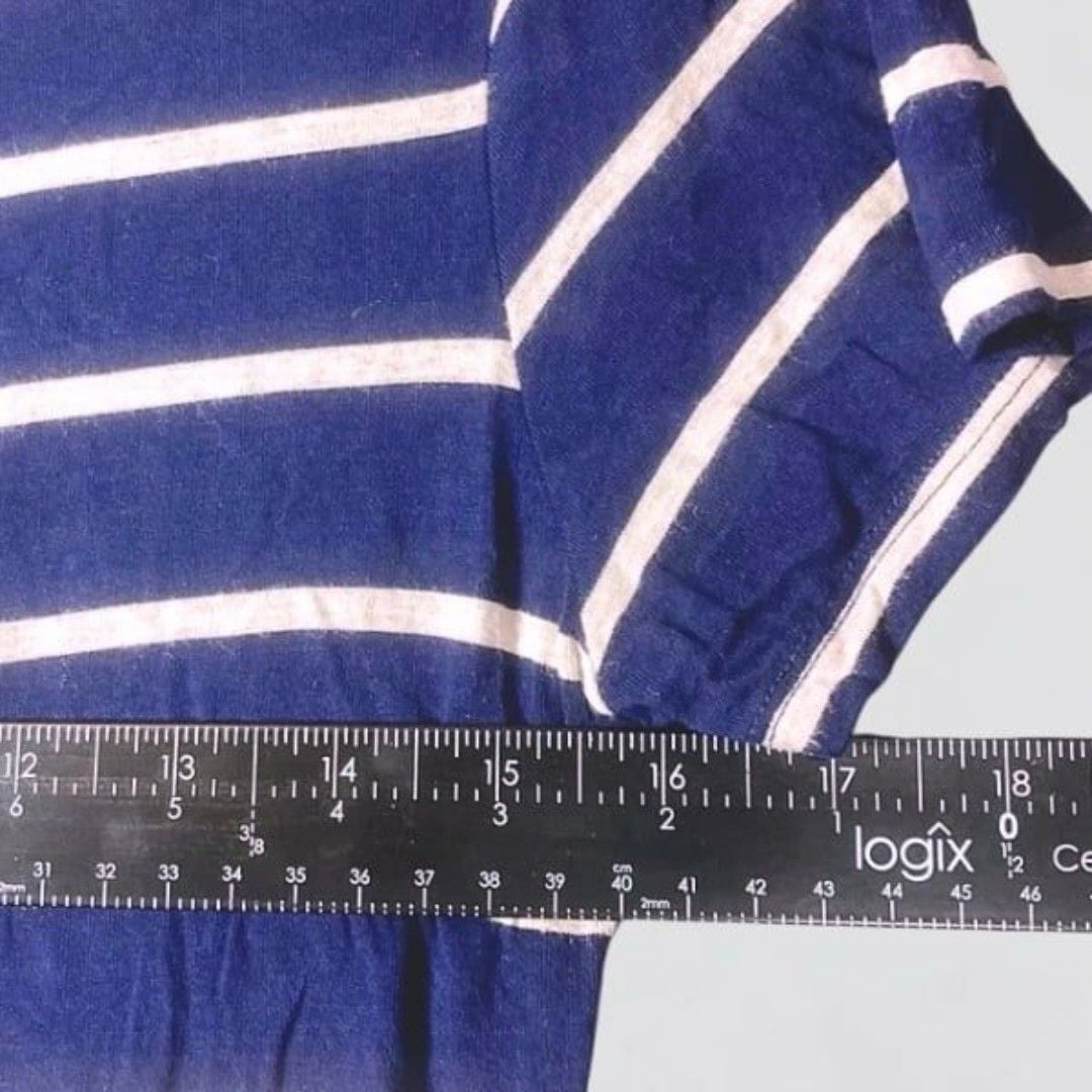 Olivia Blu Maternity Navy Blue and White Striped Short Sleeve Shirt Size M 5