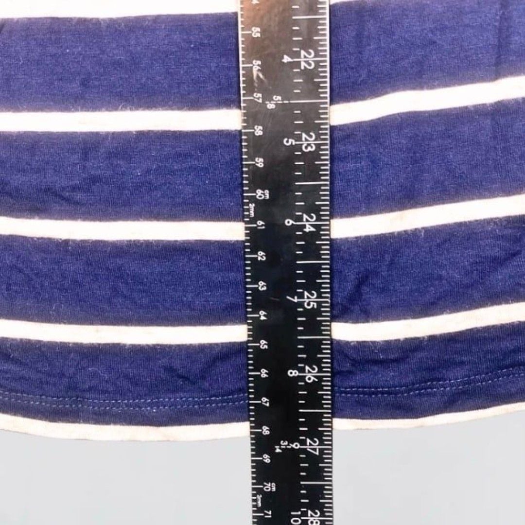 Olivia Blu Maternity Navy Blue and White Striped Short Sleeve Shirt Size M 8