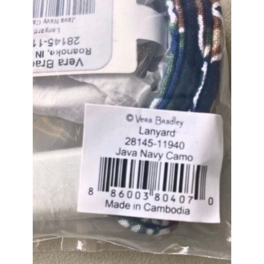 New Vera Bradley Lanyard Java Navy Camo Original Package 3