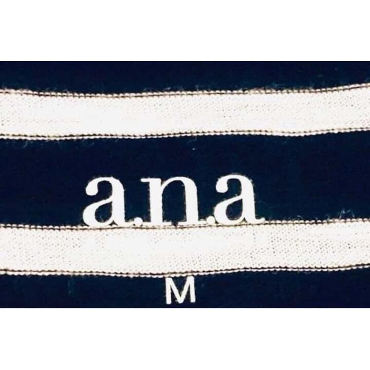 a.n.a Striped Top Size M Black White Crisscross Back Ruffle Sleeves 3