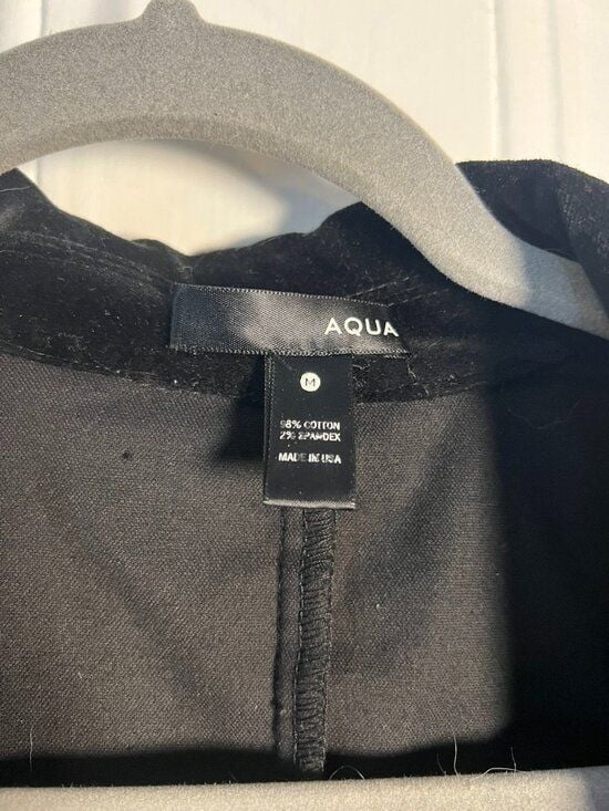 Aqua Black Velvet Double Breasted Military Blazer Gold Buttons Sz M 4
