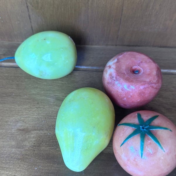 Set of 4 Alabaster Marble decorative fruit