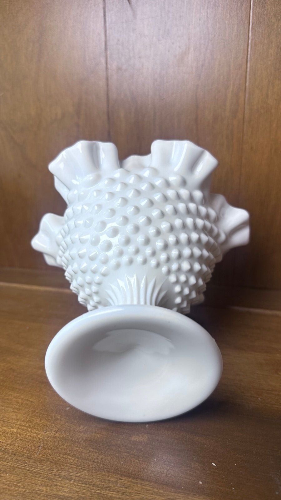 Vintage Fenton Hobnail White Milk Glass Pedestal Compote Candy Dish 3