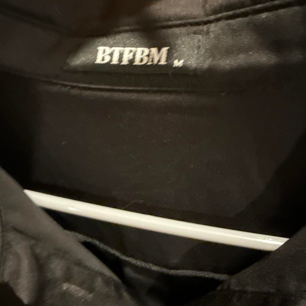 BTFBM Black Satin Blouse Size M Long Sleeve Button Down 2