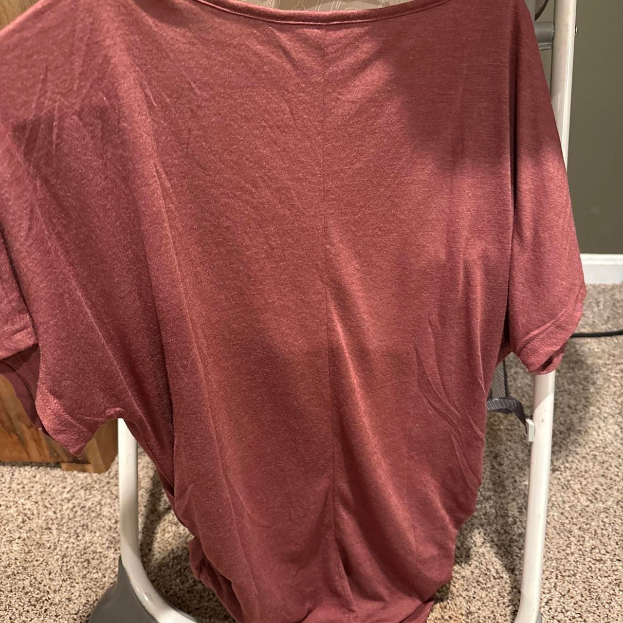 SHEIN V-Neck T-Shirt Size L Burgundy Short Sleeve Basic Top 4