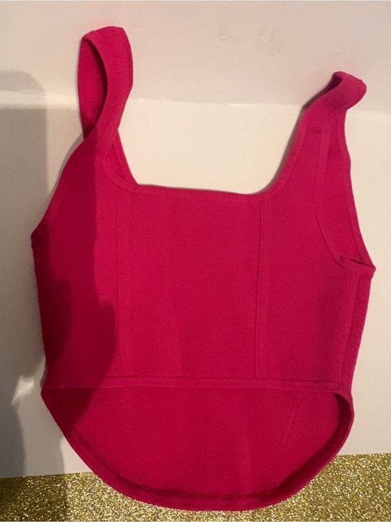 Aritzia Hot Pink Ribbed Square Neck Crop Tank 6