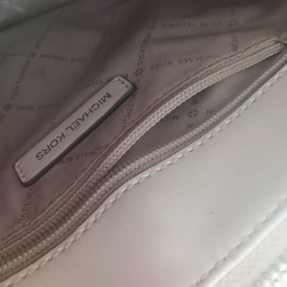 Michael Kors White Pebbled Leather Satchel with Gold Hardware 7