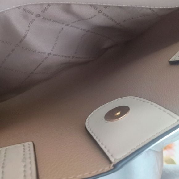 Michael Kors White Pebbled Leather Satchel with Gold Hardware 8