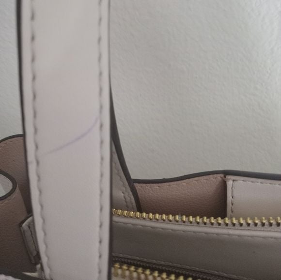 Michael Kors White Pebbled Leather Satchel with Gold Hardware 14