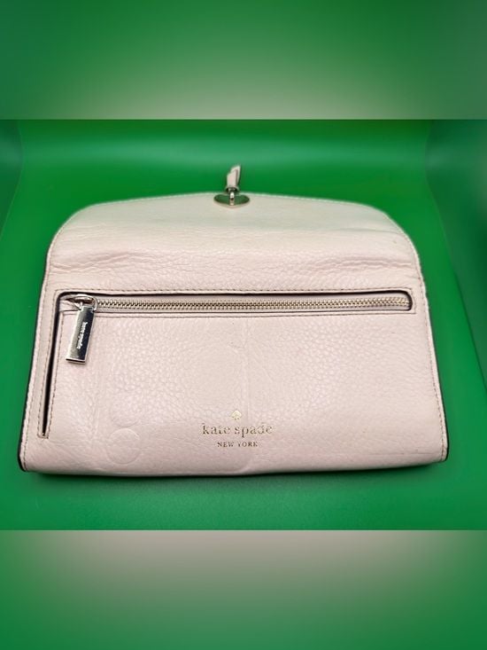 Kate Spade Marti Large Slim Flap Wallet Cream Leather With Spade Turnlock 2