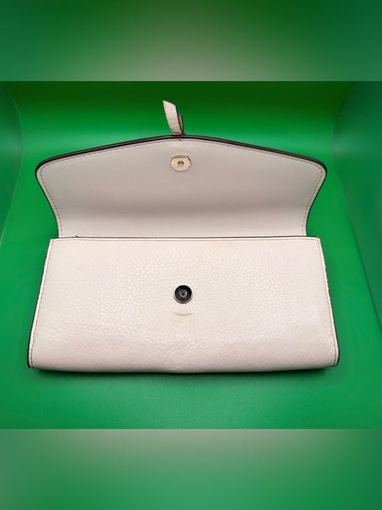 Kate Spade Marti Large Slim Flap Wallet Cream Leather With Spade Turnlock 3