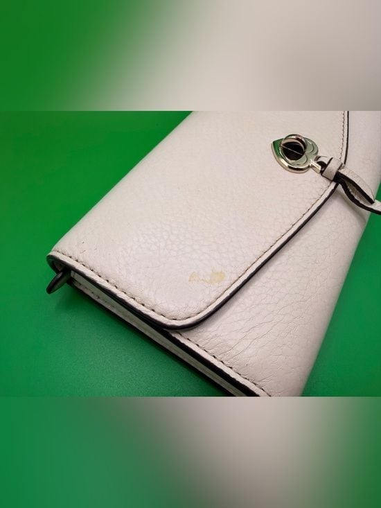Kate Spade Marti Large Slim Flap Wallet Cream Leather With Spade Turnlock 7