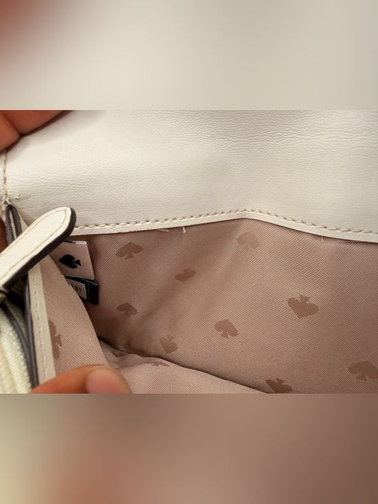Kate Spade Marti Large Slim Flap Wallet Cream Leather With Spade Turnlock 8