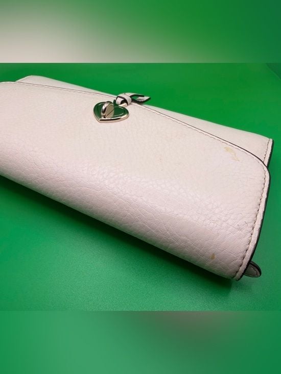 Kate Spade Marti Large Slim Flap Wallet Cream Leather With Spade Turnlock 9