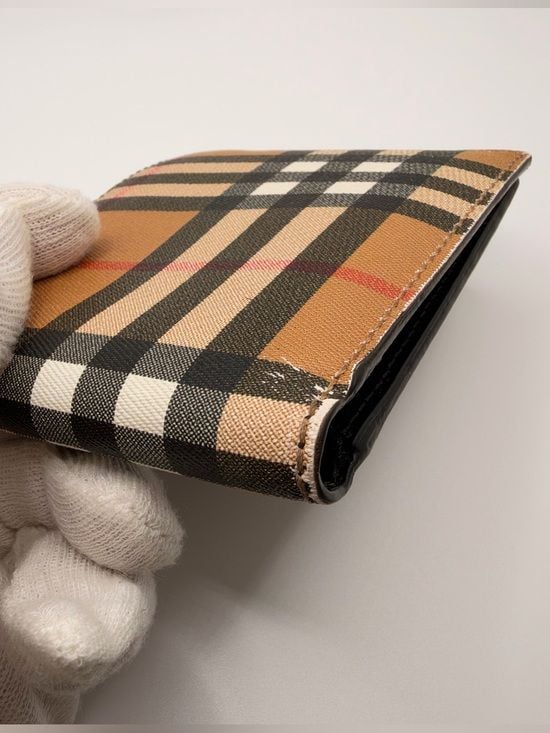 Burberry Vintage Check Leather Bifold Wallet with ID Window 12