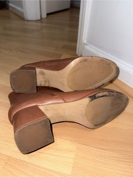 Talbots Cognac Leather Tassel Zip Ankle Booties 4