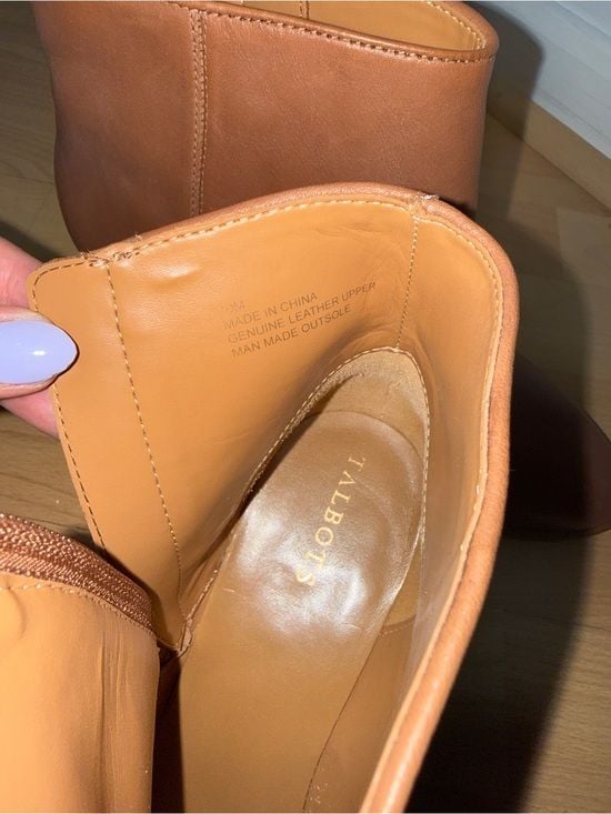 Talbots Cognac Leather Tassel Zip Ankle Booties 6