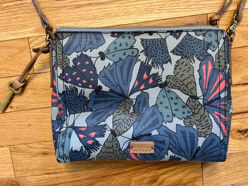 Fossil Fiona Small Crossbody Bag Butterfly Blue Leather 3