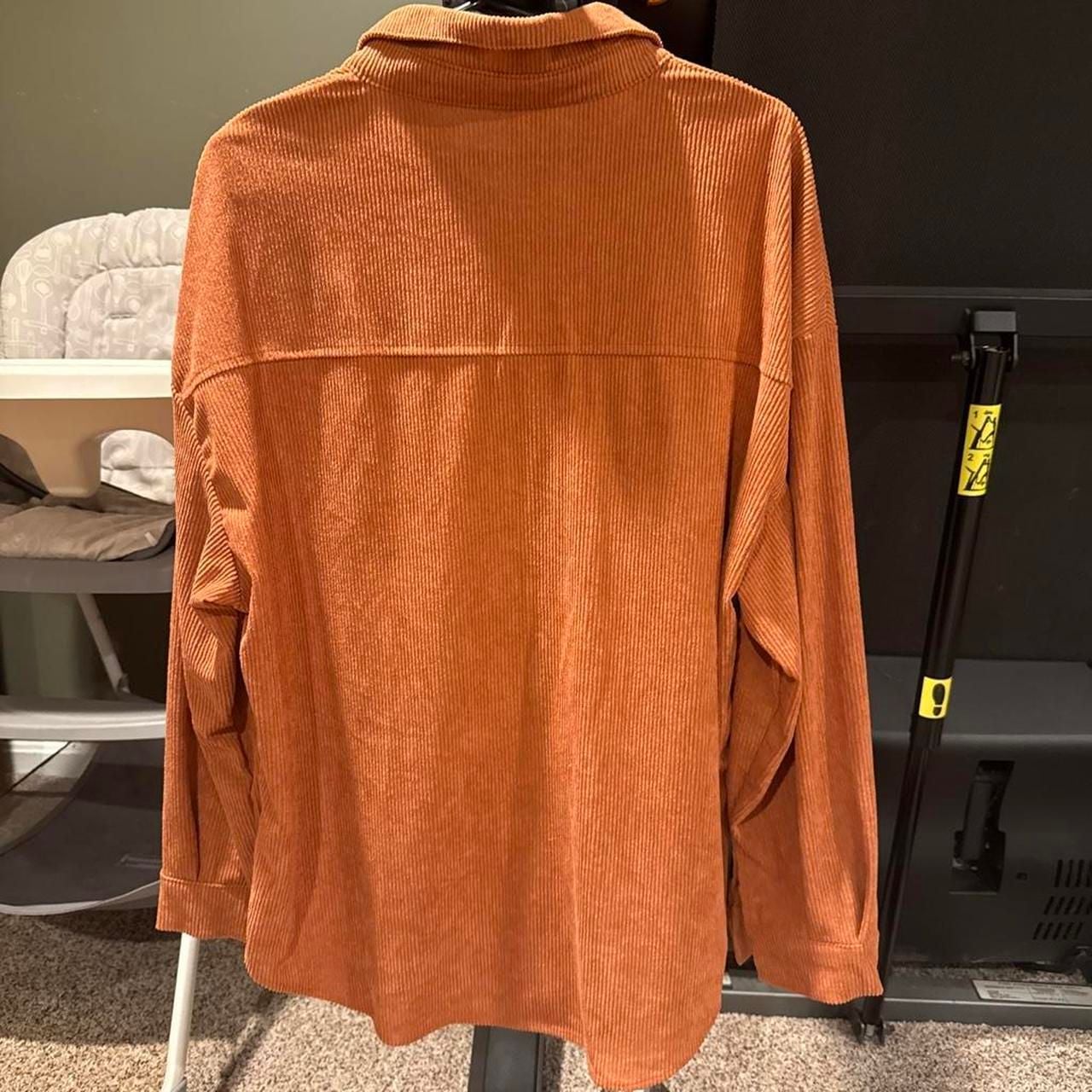 Unbranded Orange Corduroy Button-Up Shirt Size XL 3