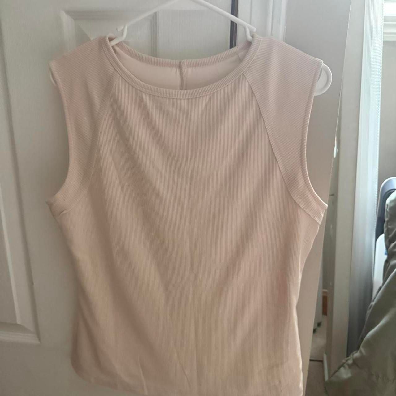 PrettyGarden Ribbed Tank Top L Cream Polyester Blend New With Tags 2