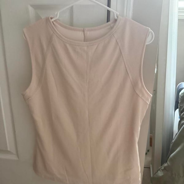 PrettyGarden Ribbed Tank Top L Cream Polyester Blend New With Tags