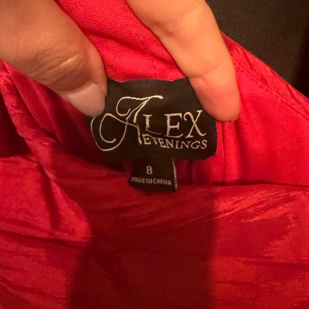 Alex Evenings One Shoulder Dress Size 8 Red Ruffle Evening Gown 2