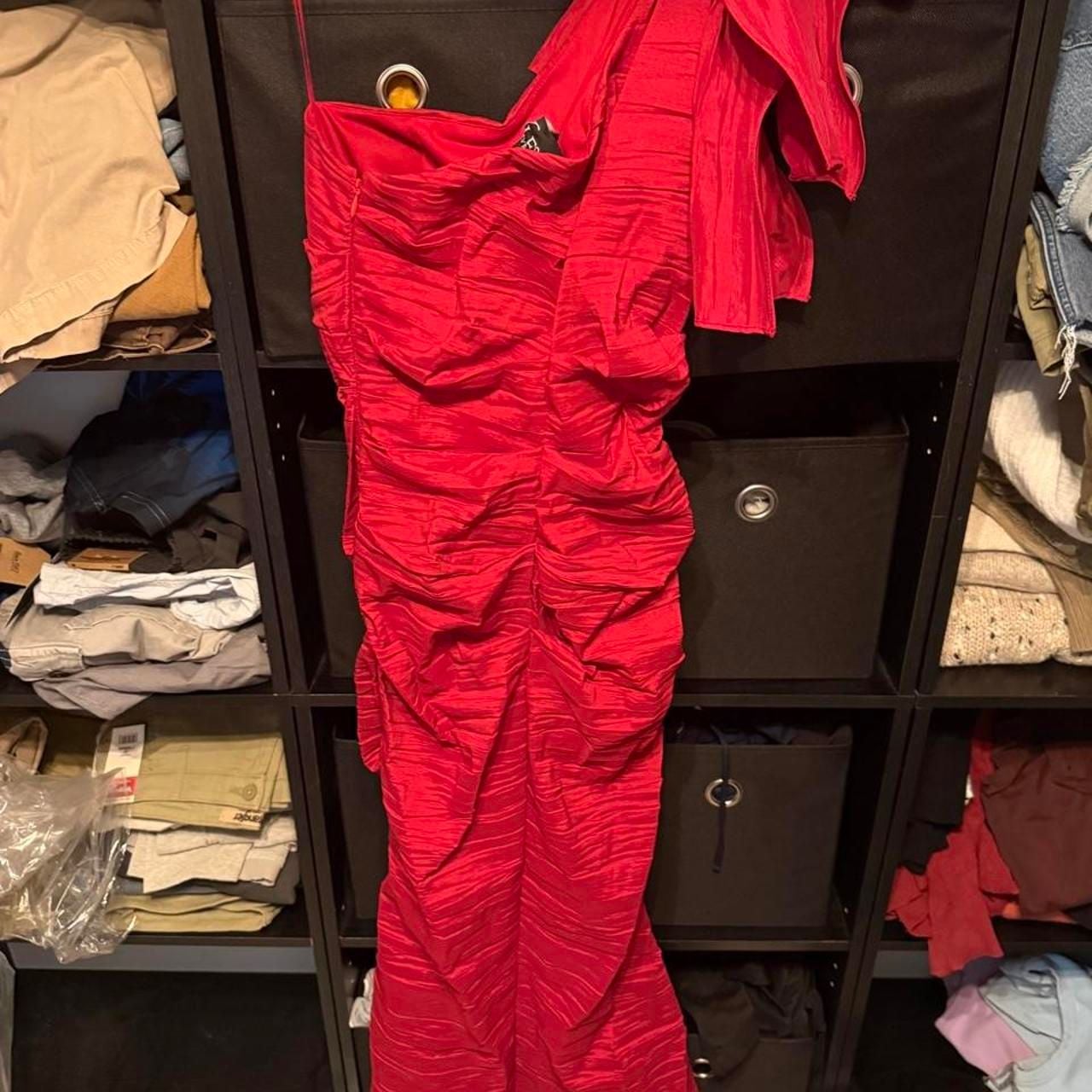 Alex Evenings One Shoulder Dress Size 8 Red Ruffle Evening Gown 4