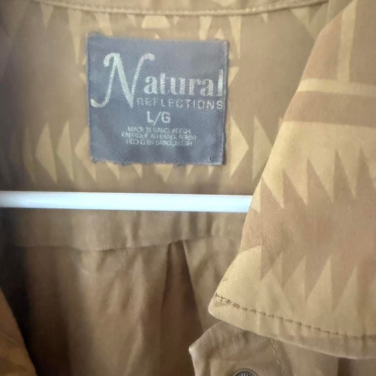 Natural Reflections Geometric Jacket Size L Tan Aztec Print Button Down 2