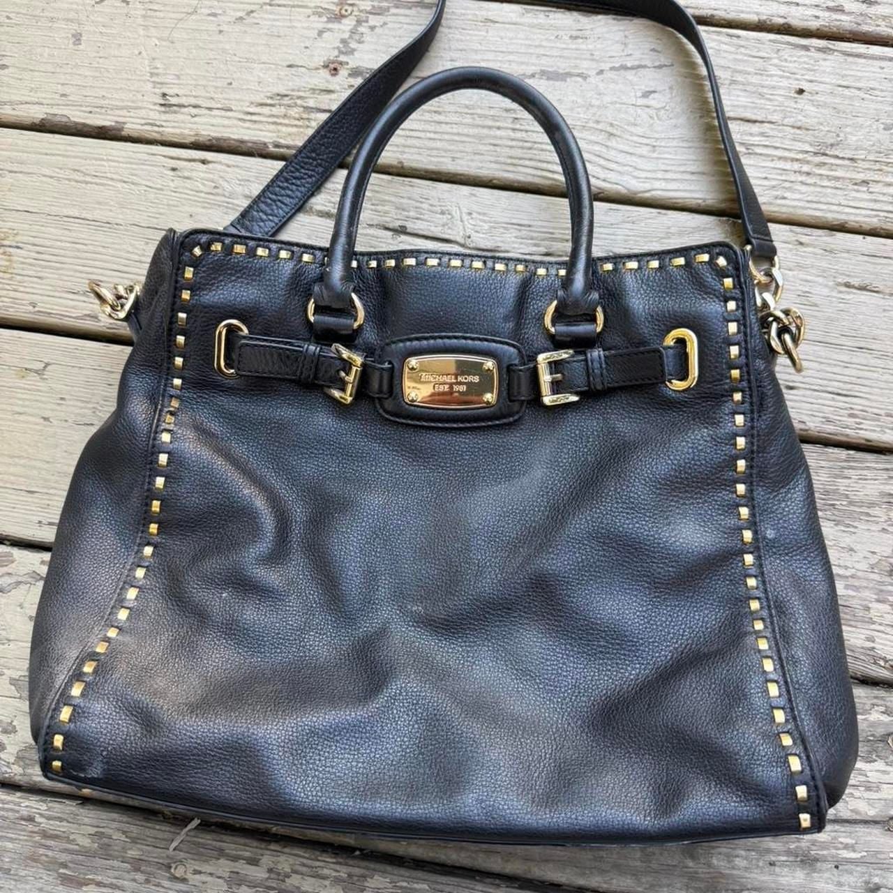 Michael Kors Black Studded Leather Satchel Handbag 2