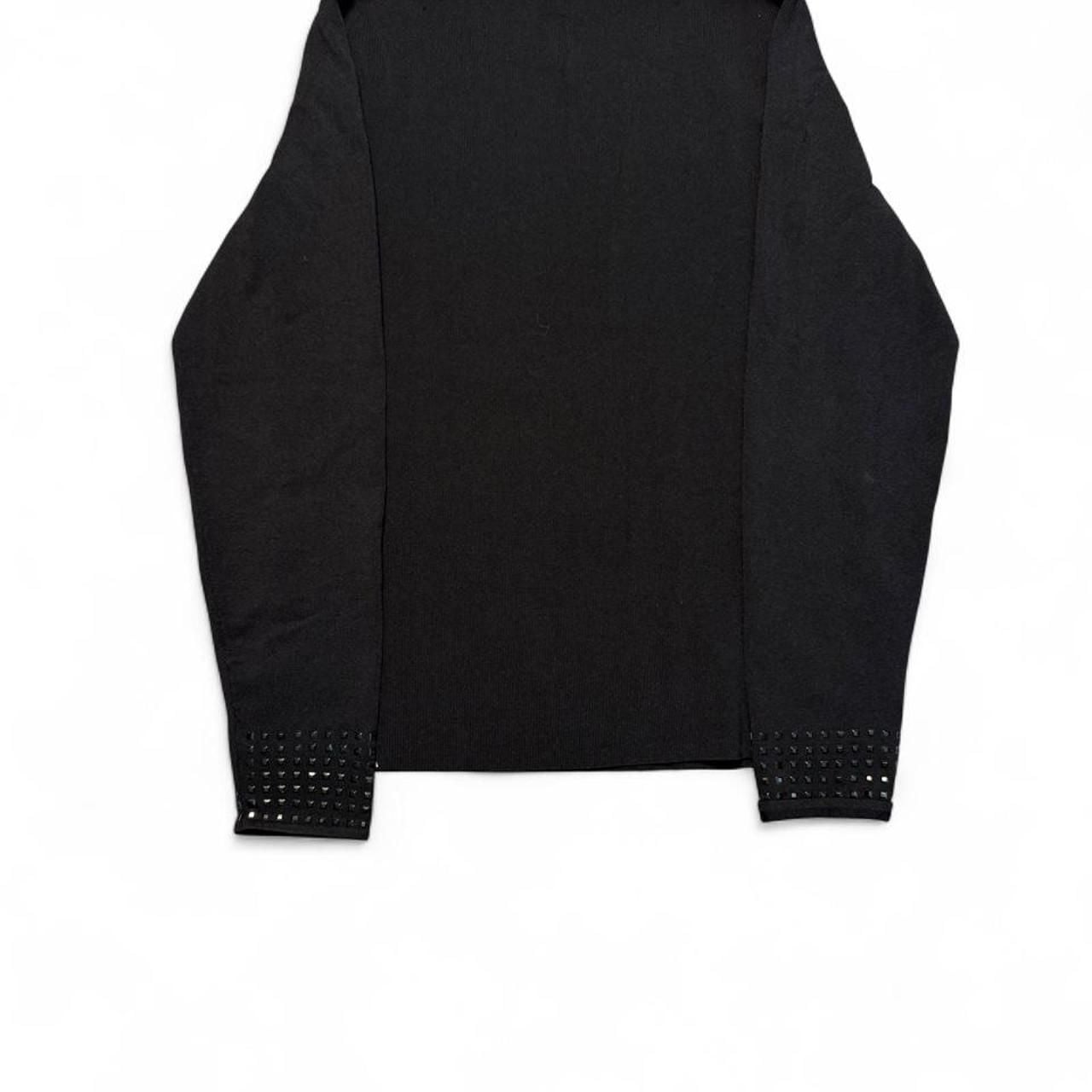 White House Black Market Studded Cuff Sweater Size XL Black Square Neck 8