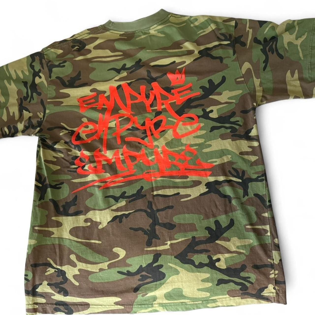 Empyre Camo T-Shirt Size L Green Red Graffiti Logo Skater Tee 3