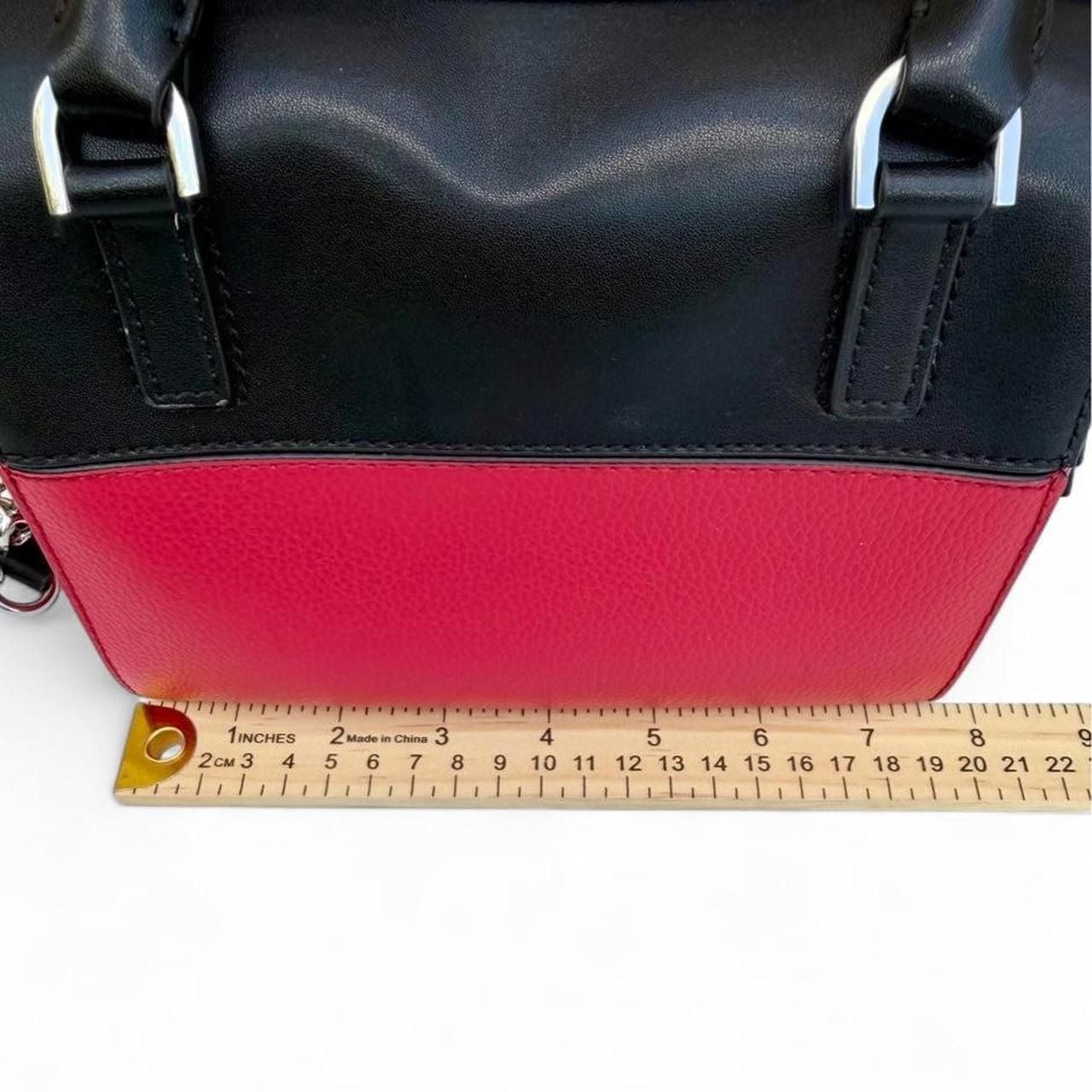 Calvin Klein Tonya Satchel Crossbody Bag Black Watermelon Red 7