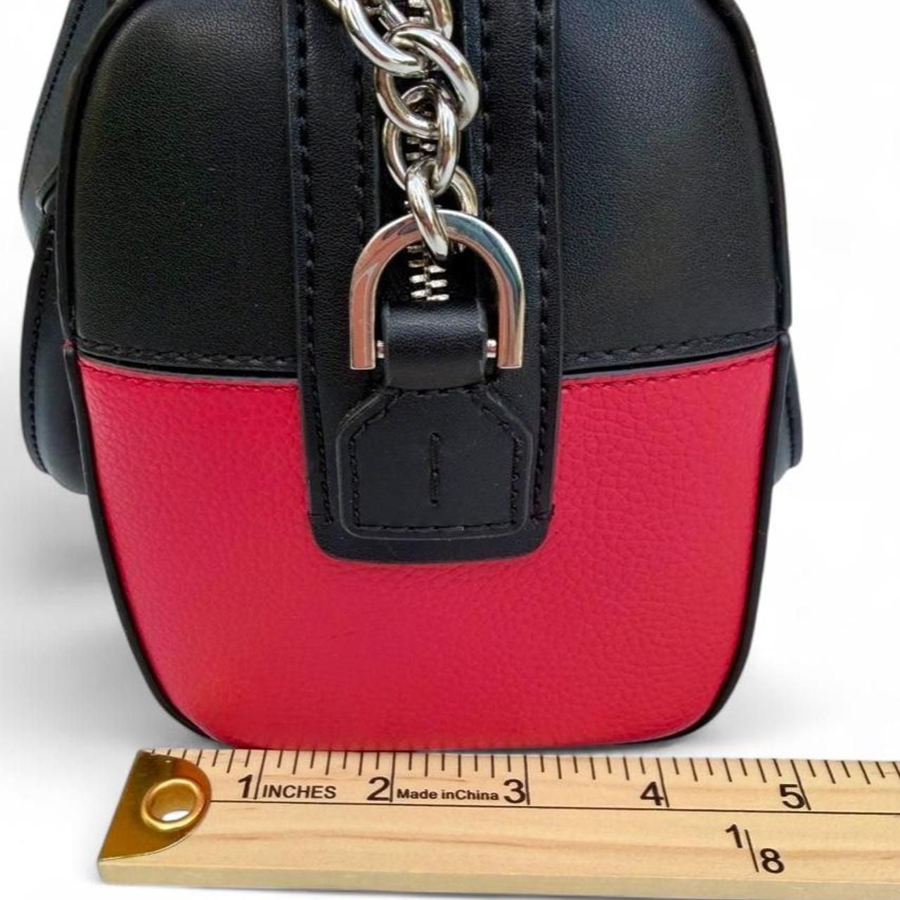 Calvin Klein Tonya Satchel Crossbody Bag Black Watermelon Red 8