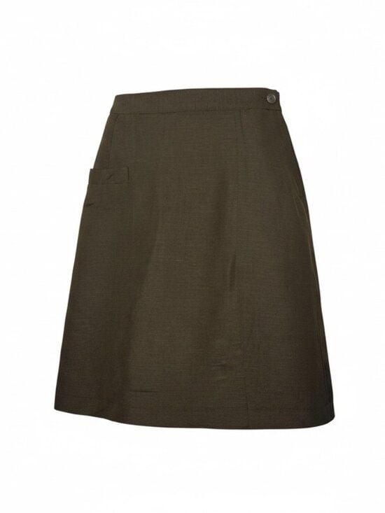 Vintage 90s NWT Collectible Gold Olive Linen A-Line Skirt Lined Pocket Size 10 2